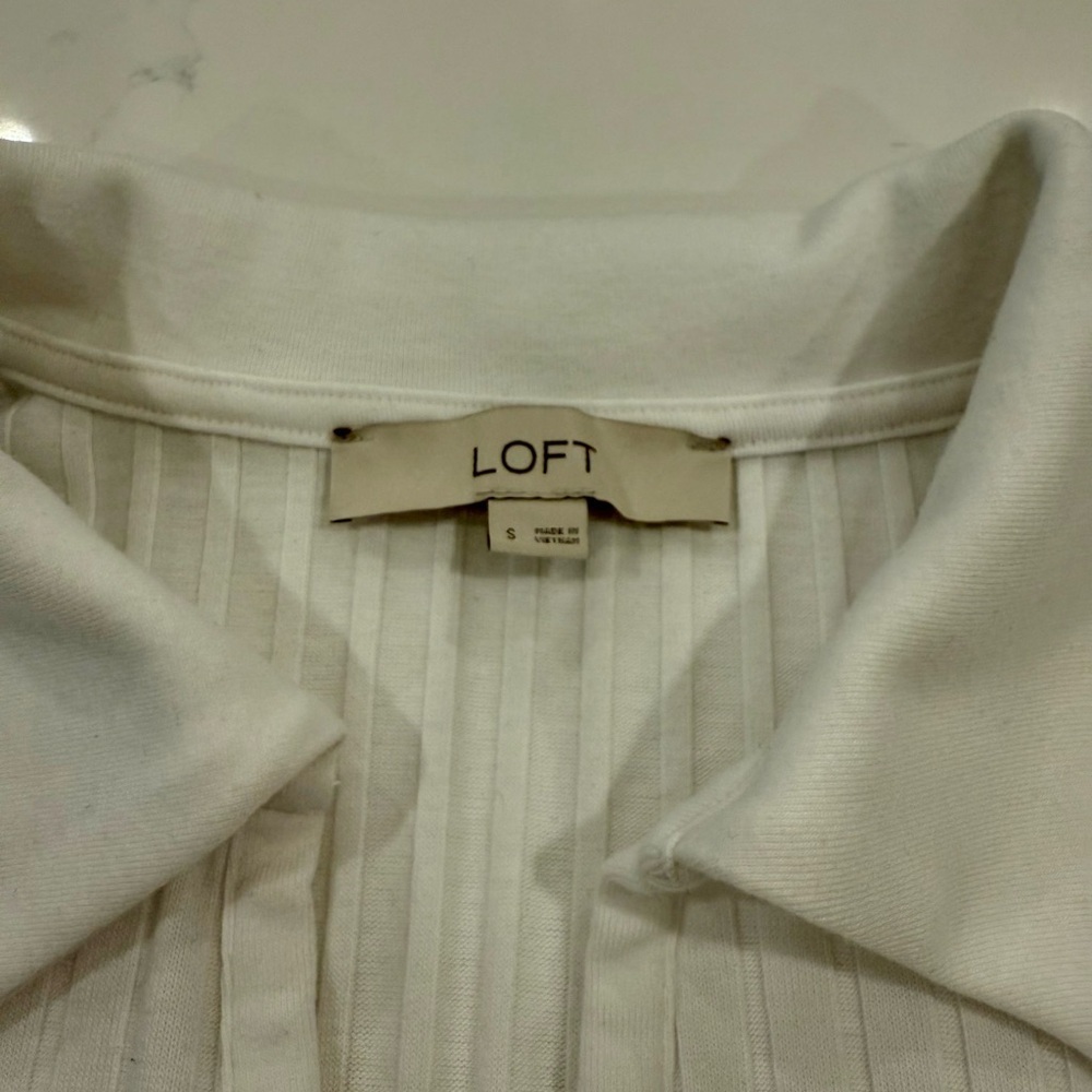 LOFT Ribbed Collared Tank Top White - Picture 3 of 7